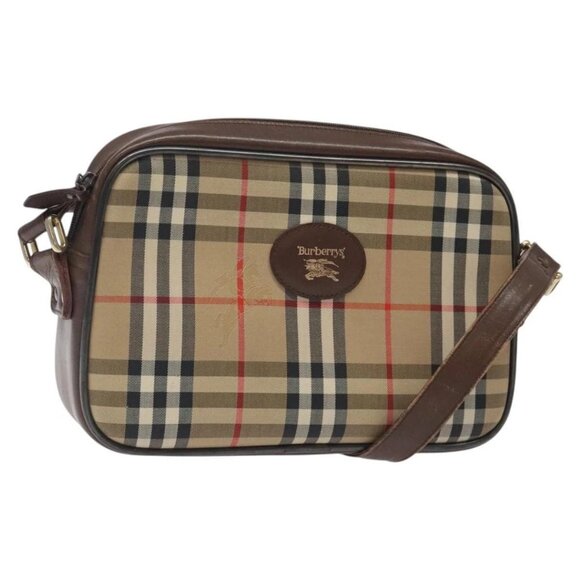 Burberrys Nova Check Shoulder Bag Canvas Beige Gold Auth sw723 - Picture 1 of 16